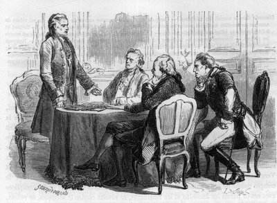 Jacques Mallet du Pan 1749-1800 – szwajcarski dziennikarz i propagandysta polityczny na konferencji we Frankfurcie – w 1792 wyjechał z Paryża do Niemiec, zlecony przez Ludwika XVI misją do jego braci i władców koalicji przeciwko Francji – Rycina w „H autorstwa Anonymous Anonymous
