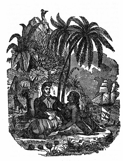 Życie piratów na wyspie Madagaskar. Grawer „Własna księga pirata” 1837. autorstwa Anonymous Anonymous