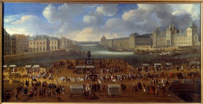 Le Pont Neuf widziany od wejścia do Place Dauphine, przejście konduktu na moście w 1669 Malarstwo anonimowe. Słońce. 0,81x1,62 m Paryż, muzeum Carnavalet autorstwa Anonymous Anonymous