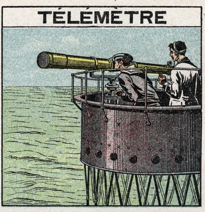 Odbicie światła: telemetr używany do nawigacji. Anonimowa ilustracja z 1925 r. Ze zbiorów prywatnych. autorstwa Anonymous Anonymous