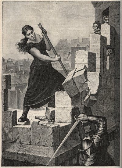 Marguerite Catherine Ponsoye aka Margot Delaye tutaj w maju 1570 broniąca miasta Montelimar (Francja) przeciwko armii Ludovica z Nassau - Marguerite Catherine Ponsoye znana jako „”la Gandonne” lub Margot Delaye tutaj w kwietniu 1570 w Montelimar, gdzie się autorstwa Anonymous Anonymous