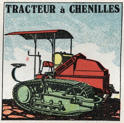 Trakcja mechaniczna: ciągnik gąsienicowy. Anonimowa ilustracja z 1925 r. Ze zbiorów prywatnych. autorstwa Anonymous Anonymous