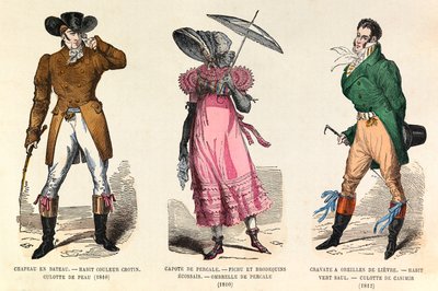Stroje męskie i damskie w latach 1810-1812 w Paryżu (za panowania cesarza Napoleona I) - kolekcja prywatna autorstwa Anonymous Anonymous