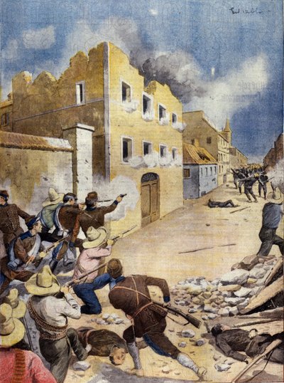 Rewolucja Meksykańska (Rewolucja Meksykańska: amerykańscy marines walczący w Vera-Cruz, kwiecień 1914) Ilustracja w „”L