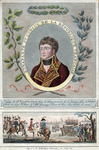 Napoleon Bonaparte jako pierwszy konsul Francji - Anonim - 1802 - Akwaforta, akwarela - 28,1x17,9 - Kolekcja prywatna autorstwa Anonymous Anonymous