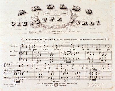 Strona partytury muzycznej opery Aroldo Giuseppe Verdi autorstwa Anonymous Anonymous