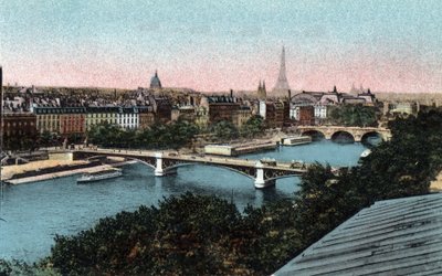 Paryż: panorama Sekwany z Wieżą Eiffla w tle. Zdjęcie z 1920 roku w „Albumie Artystycznym” miasta Paryża. Prywatna kolekcja. autorstwa Anonymous Anonymous