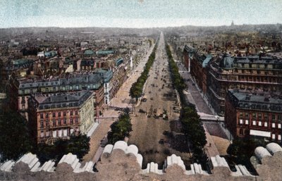 Paryż: widok na Avenue des Champs Elysees (Pola Elizejskie) z Łuku Triumfalnego, Place de l