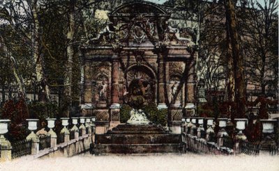 Paryż: widok na Fontaine Medicis w ogrodach Luksemburga. Zdjęcie z 1920 roku w „Albumie Artystycznym” miasta Paryża. Prywatna kolekcja. autorstwa Anonymous Anonymous
