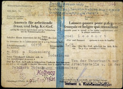 Paszport II wojny światowej, „Paszport” francuskiego i belgijskiego dyrektora generalnego, 25.09.1944. autorstwa Anonymous Anonymous