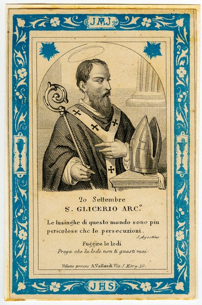 Pobożny obraz: San Glicerio (rycina) autorstwa Anonymous Anonymous