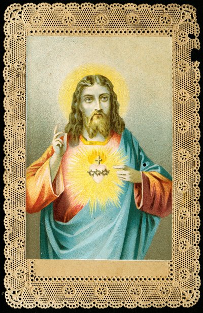 Pobożny obraz: Jezus ze świętym sercem (chromolitografia) autorstwa Anonymous Anonymous