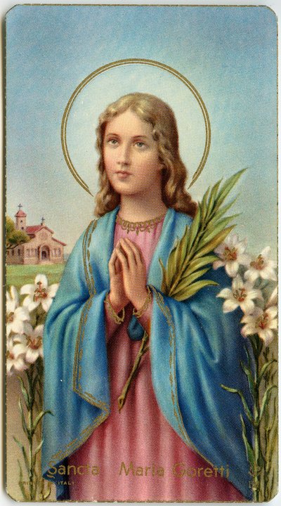 Pobożny obraz: Maria Goretti Włoska dziewica-męczennica (chromolitografia) autorstwa Anonymous Anonymous