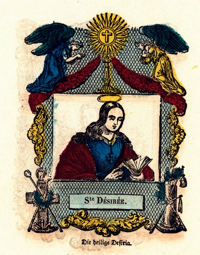 Pobożny obraz: Św. Desiree. Rycina XIX-wieczna kolekcja prywatna autorstwa Anonymous Anonymous