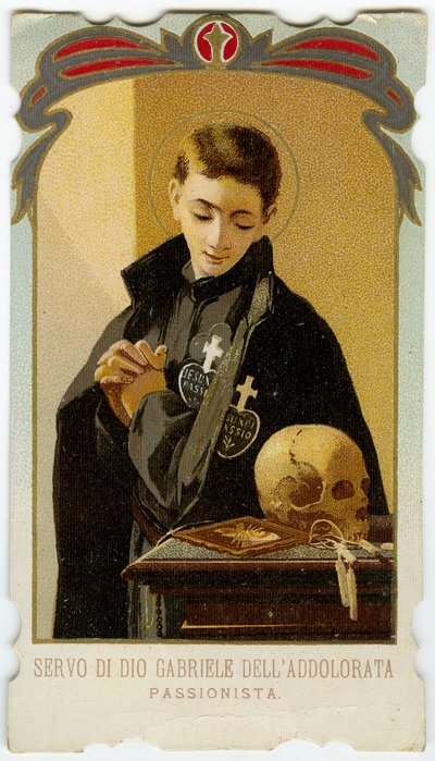 Pobożny obraz: Św. Gabriel od Matki Boskiej Bolesnej, kleryk włoski pasjonista (chromolitografia) autorstwa Anonymous Anonymous