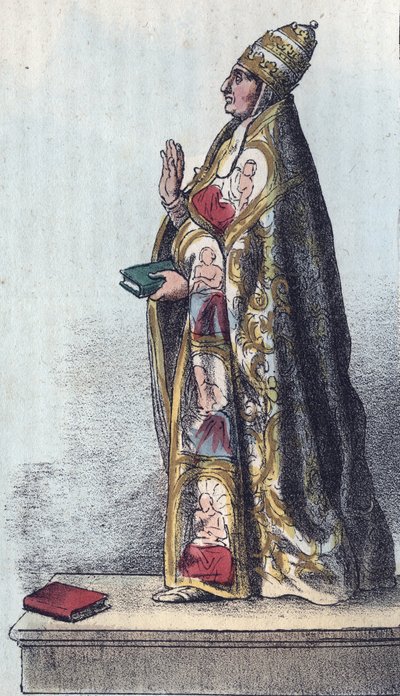 Papież Bonifacy VIII (1235-1303) - Bonifacy VIII (Bonifacjusz lub Bonifacio) (1294-1303) - - grawerowanie z „”Użycia i zwyczaje wszystkich narodów wszechświata. To jest historia rządów, praw, milicji, religii wszystkich narodów od najbardziej r autorstwa Anonymous Anonymous