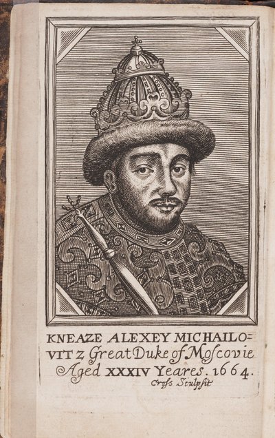 Portret Aleksego I Michajłowicza de Russie (1629-1676), dit le car tres paisible (Portret cara Rosji Aleksisa I Michajłowicza) - akwaforta z „Współczesnego stanu Rosji” Samuela Collinsa autorstwa Anonymous Anonymous