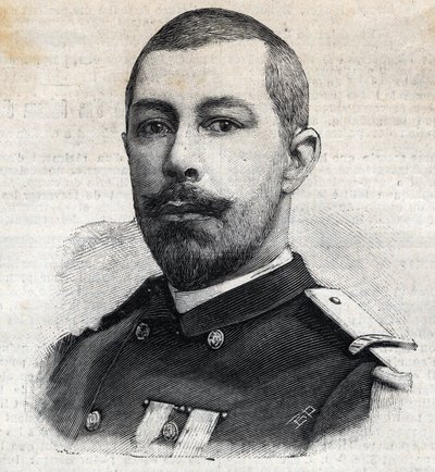 Portret Antoine Mizona (1853-1899) Francuski odkrywca w Afryce. Grawer w „”Le Peute Parisien”” autorstwa Anonymous Anonymous