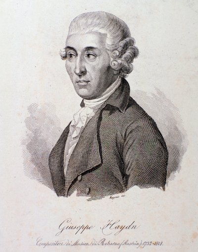 Portret austriackiego kompozytora Josepha Haydna (1732-1809) Grawerowanie. XIX-wieczna kolekcja prywatna autorstwa Anonymous Anonymous