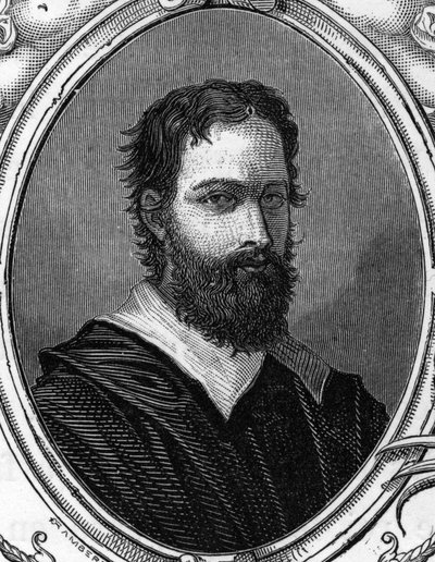 Portret Bartolomeo Ramenghi Bagnacavallo (ok. 1484-1542), włoskiego malarza. rycina z 1859 r. w „”Galeriach Europa – Włochy” autorstwa Armengaud. Prywatna kolekcja. autorstwa Anonymous Anonymous