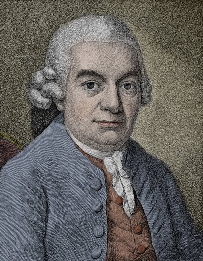 Portret Carla Philippa Emanuela Bacha (Emmanuela) (1714 - 1788), niemieckiego kompozytora (rycina) autorstwa Anonymous Anonymous