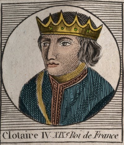 Portret Clothaire (Clothaire) IV (ok. 685-719), króla Franków Austrazji od 717 do 719 - Chlothar IV (lub Chlotar) król Franków - rycina z „Instruction sur l