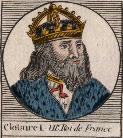 Portret Clothaire I (497 - 561), króla Neustrii i króla Franków - Clothar I, King of the Franks - rycina z „Instruction sur l