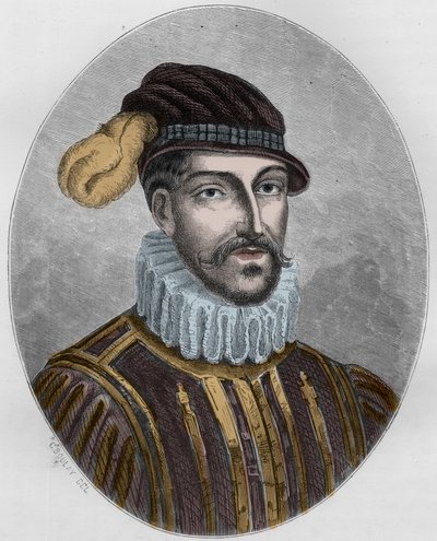 Portret Gabriela de Lorges, hrabiego Montgommery (1530-1574) - Grawerowanie z 1863 roku w ""Le Livre Rouge - Histoire De L