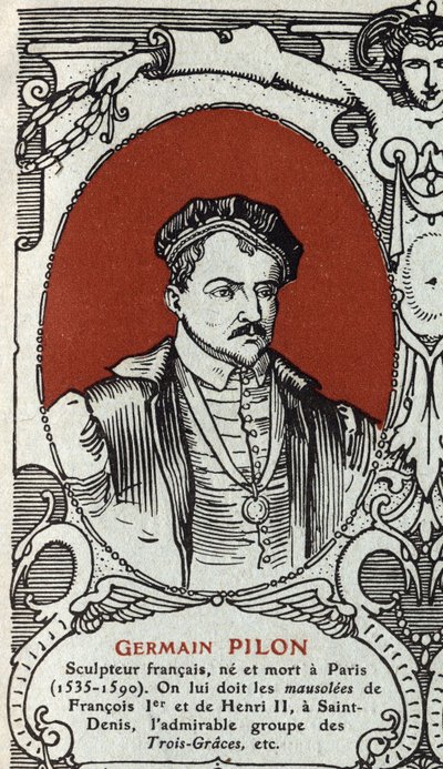 Portret Germaina Pilona (1535-1590), francuskiego rzeźbiarza. Rycina z 1914 r. Ze zbiorów prywatnych. autorstwa Anonymous Anonymous