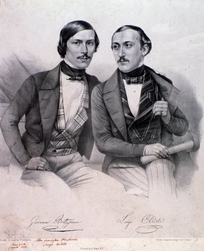Portret Giovanniego Bottesiniego (po lewej) i Luigiego Arditi (rycina autorstwa Anonymous Anonymous