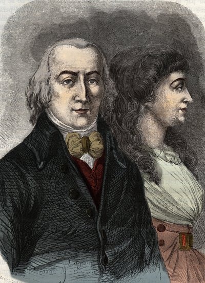 Portret Jean Marie Roland, wicehrabiego de la Platier (1734-1793) z Manon Roland lub Jeanne Marie lub Manon Phlipon (pani Roland) (pani Roland). autorstwa Anonymous Anonymous