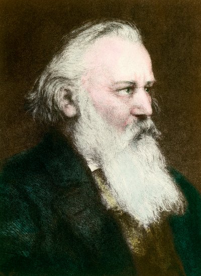 Portret Johannesa Brahmsa (1833-1897), niemieckiego kompozytora”” Rycina XIX-wiecznej kolekcji prywatnej autorstwa Anonymous Anonymous