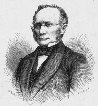 Portret Ludwiga Windthorsta (1812-1891), niemieckiego polityka katolickiego. Grawer w „Misjach katolickich w XIX wieku” Louis-Eugene (Louis Eugene) Louvet. prywatna kolekcja. autorstwa Anonymous Anonymous