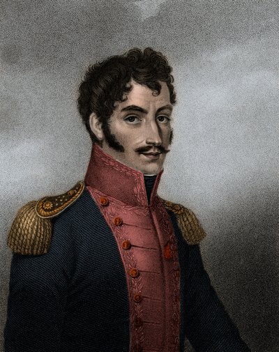 Portret wenezuelskiego polityka i wojska Simona Bolivara (1783-1830) prezydenta Kolumbii i Peru autorstwa Anonymous Anonymous