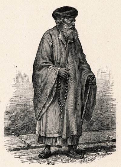 Portret katolickiego Koptyjczyka z Zifte w Egipcie. Grawer w „Misjach katolickich w XIX wieku” Louis-Eugene (Louis Eugene) Louvet. prywatna kolekcja. autorstwa Anonymous Anonymous