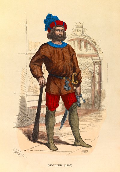 Portret geoliera w Paryżu w 1490 r., rycina - kolekcja prywatna autorstwa Anonymous Anonymous