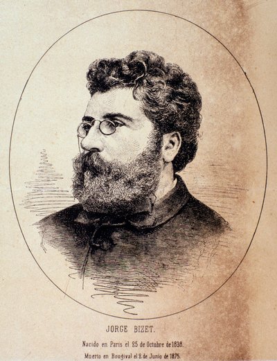 Portret angielskiego kompozytora Georgesa Bizeta (Rysunek po fotografii) autorstwa Anonymous Anonymous