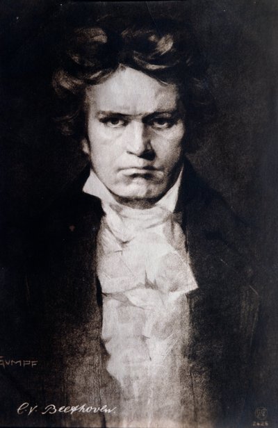 Portret niemieckiego kompozytora Ludwiga van Beethovena (grafika) autorstwa Anonymous Anonymous