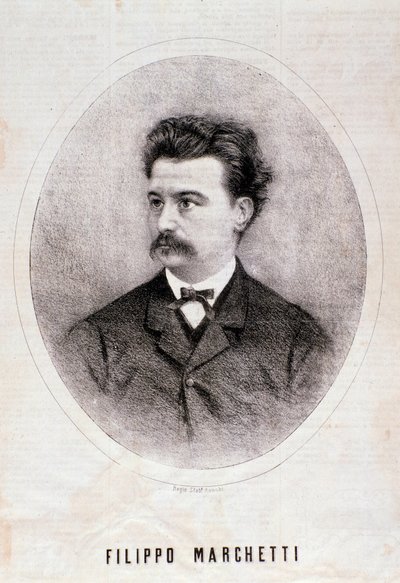 Portret włoskiego kompozytora Filippo Marchettiego (1831-1902) Grawerowanie. 19 wiek. Prywatna kolekcja mediolańska autorstwa Anonymous Anonymous