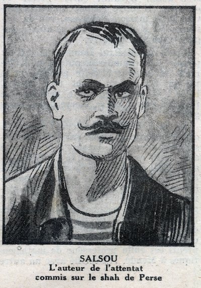 Portret anarchisty Francois Salsou, który dokonał ataku na szacha perskiego Muzaffar ad Din (Muzaffar ad Din), w Paryżu 2 sierpnia autorstwa Anonymous Anonymous