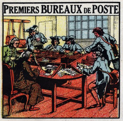Poczta: pierwsze urzędy pocztowe w Paryżu w XVIII wieku. Anonimowa ilustracja z 1925 r. Ze zbiorów prywatnych. autorstwa Anonymous Anonymous