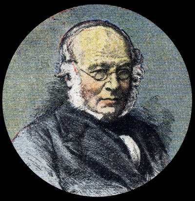 Historia poczty: Portret Sir Rowlanda Hilla (1795-1879), u początków reformy pocztowej z 1839 r. Fragment „”Le petit journal”” z 15.04.1920. Prywatna kolekcja autorstwa Anonymous Anonymous