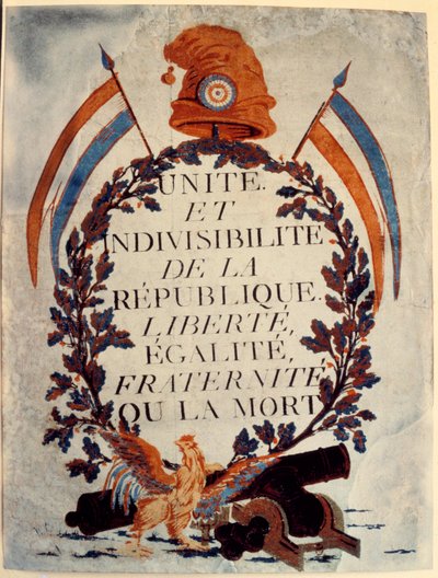 Plakat Rewolucji Francuskiej: „Jedność i niepodzielność Republiki wolność równość braterstwo lub śmierć” autorstwa Anonymous Anonymous