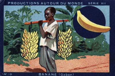 Produkcje na całym świecie: Banan w Gabonie. Chromolitografia z 1933 roku w „Albumie Josepha-Milliata”” autorstwa Anonymous Anonymous