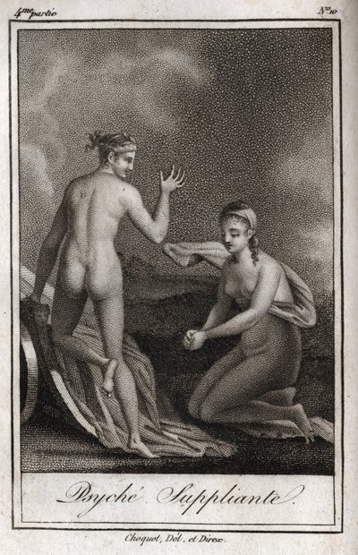 Psyche błaga. Rycina z 1819 r. w „Lettres a Emilie sur la mitologie” Charlesa Alberta Demoustiera (1760-1801). Prywatna kolekcja. autorstwa Anonymous Anonymous