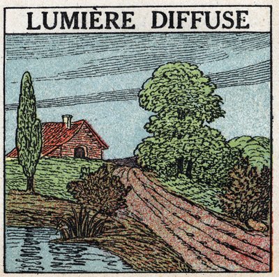Odbicie światła: światło rozproszone to światło oświetlające ciała. Anonimowa ilustracja z 1925 r. Ze zbiorów prywatnych. autorstwa Anonymous Anonymous