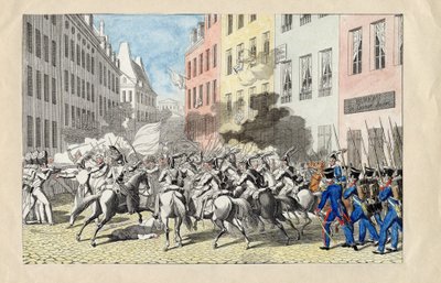 Revolution de Juillet 1830 a Paris (Rewolucja Lipcowa 1830) Anonimowy grawer i akwarela 1830 Wymiary 25,7x40,3 cm Kolekcja prywatna autorstwa Anonymous Anonymous