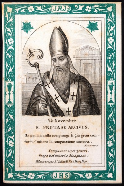 Święty protais, wigilia obrazu Mediolanu Pobożnego. Pocztówka. Początek XX wieku. Prywatna kolekcja autorstwa Anonymous Anonymous