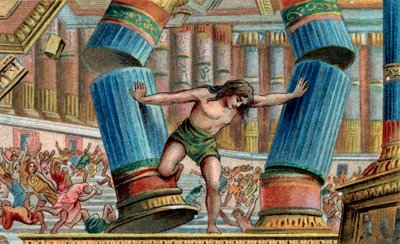 Samson burzący Świątynię Dagona - Chromolitografia - Kolekcja prywatna autorstwa Anonymous Anonymous