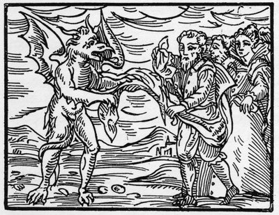 Szatan pozbawił czarowników szat - „Compendium Maleficarum”, opowiada o czarownicach, ich złu i szponach autorstwa Francesco Marii Guazzo lub Guaccio lub Guaccius (15??-16??) 1608 Kolekcja prywatna autorstwa Anonymous Anonymous